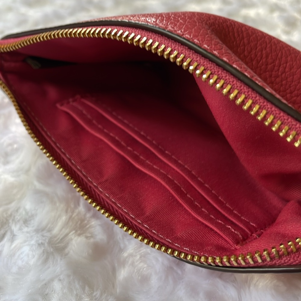 Coach Leather Corner Zip Wristlet Wallet, Strawberry Haze - Picture 3 of 3